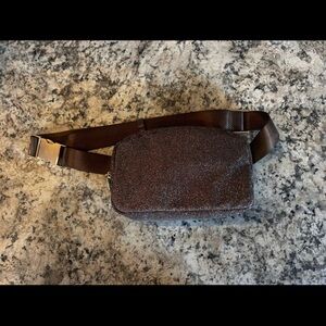 Brown multi color sparkle belt bag NWT